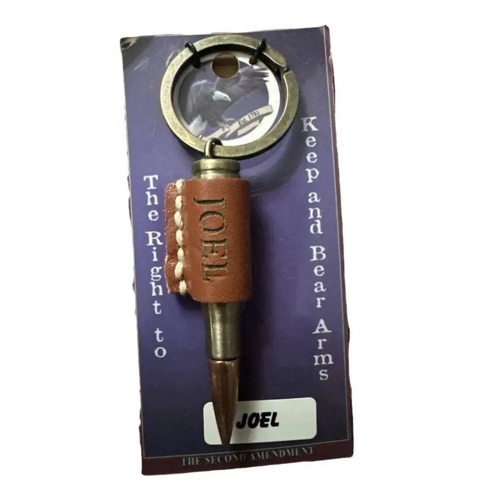 2nd Amendment Faux Rifle Bullet Keychain Name Joel Montana Artistic Impressions